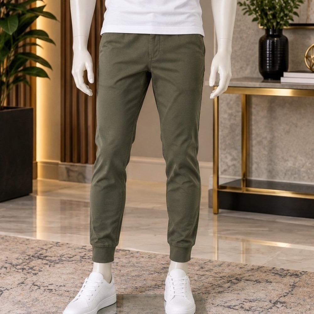 H&M Men's Olive Green Slim Fit Joggers Size L